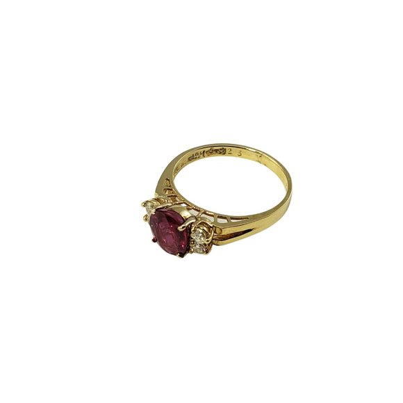 Vintage 18 Karat Yellow Gold Ruby and Diamond Ring Size 4.75 #11649 - Picture 5 of 10
